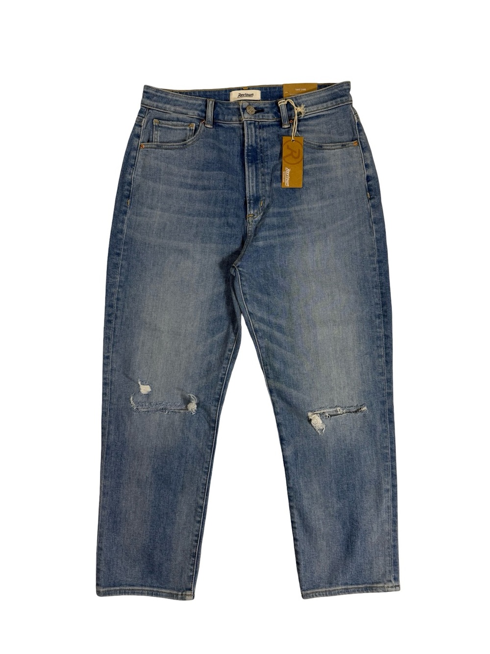 Revtown Straight Crop Jeans Sz 31 Distressed Stretch Organic Cotton Denim NEW